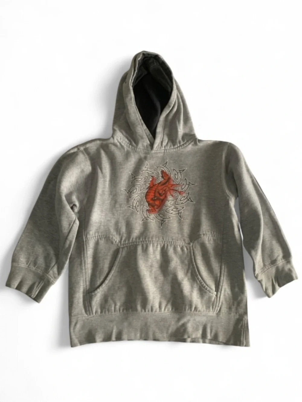 Gray hoodie with dragon graphic pullover